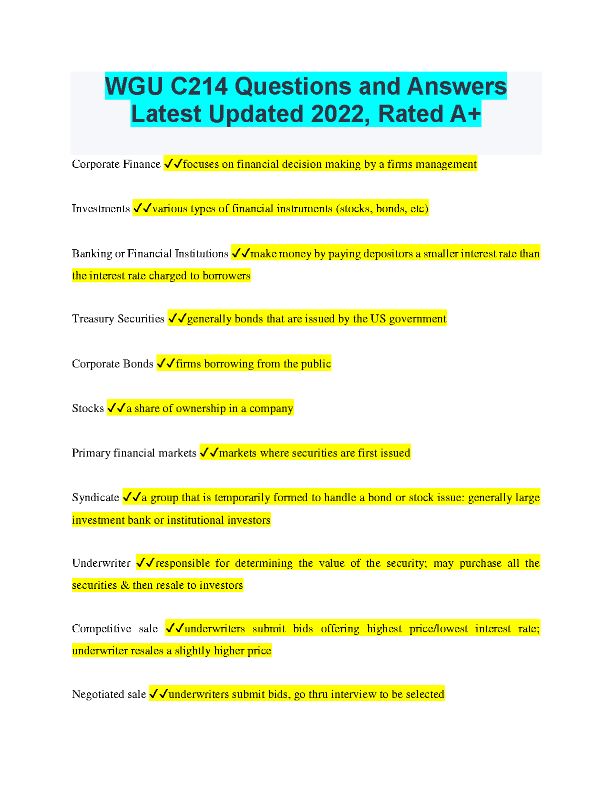 WGU C214 Question Bank 2024-2025