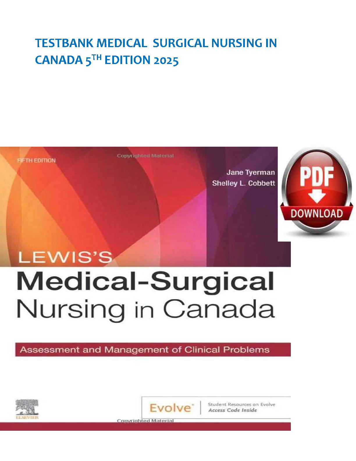Lewis Med Surg Nursing Test Bank 5e Canada 2026/27 PDF IMG-1