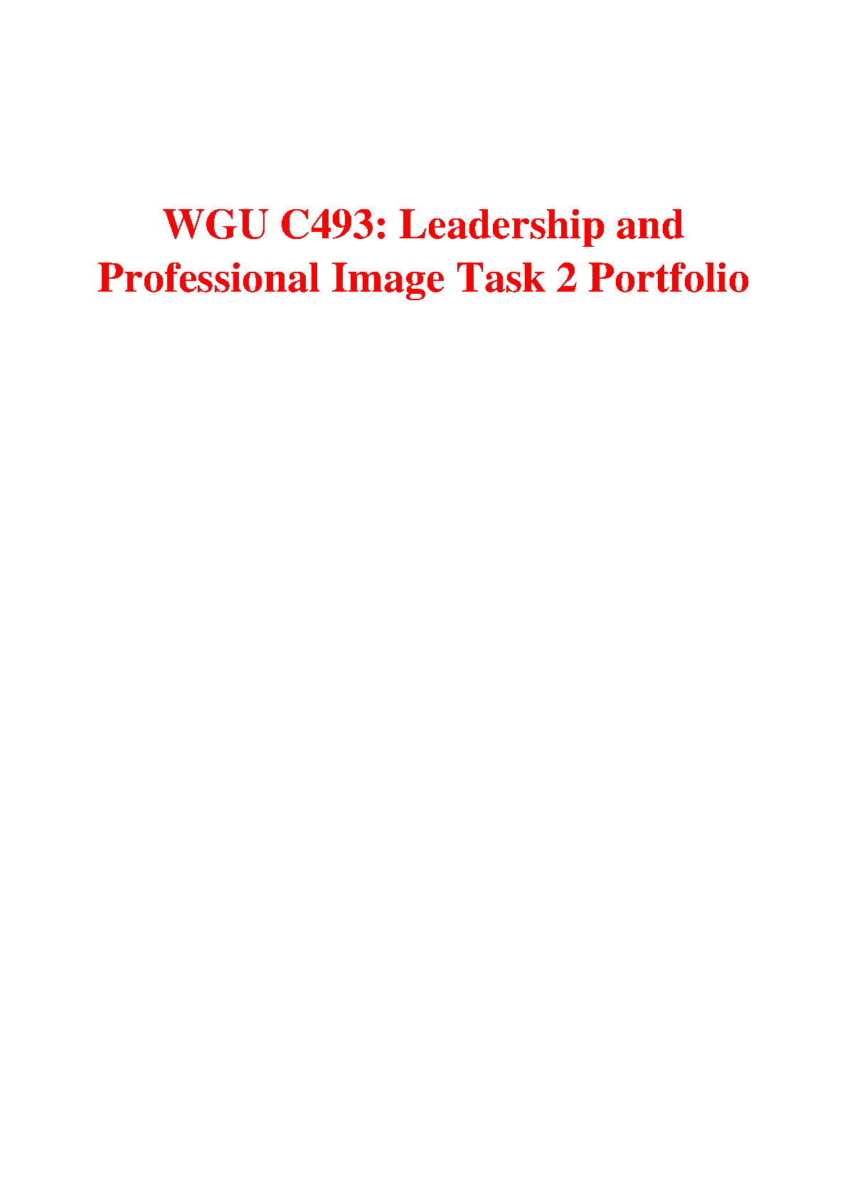 WGU C493 Leadership Professional Image Task 2 Portfolio