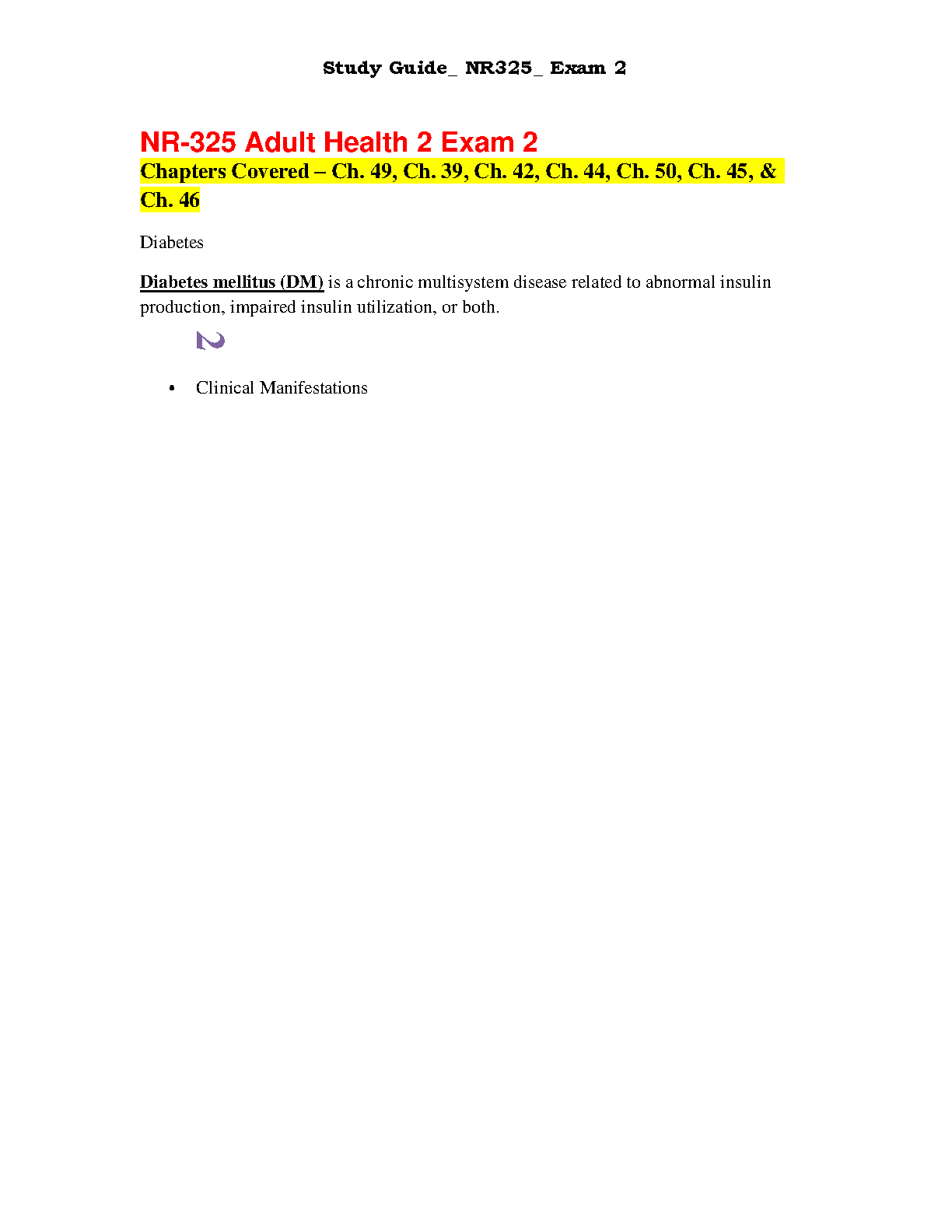 NR-325 Adult Health Exam 2 Guide 2026/27 Diabetes & MSK Revision IMG-1