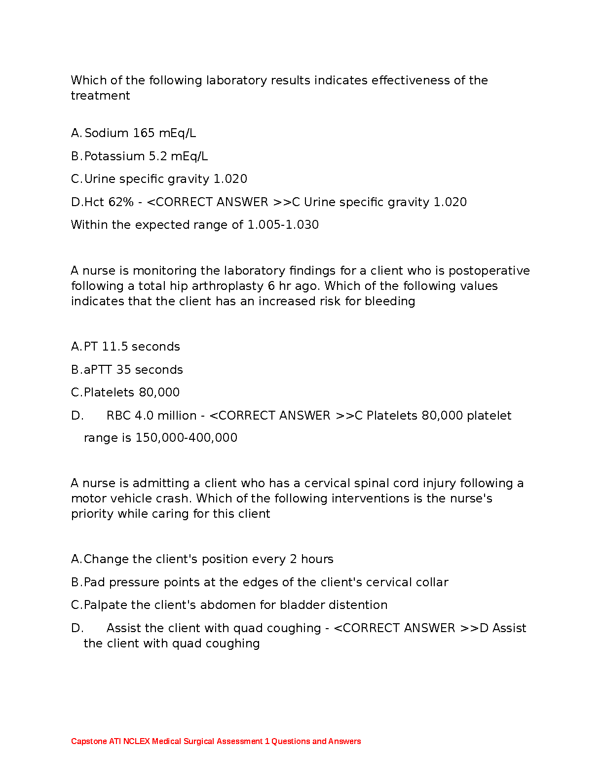 ATI Capstone Med Surg Test Bank NCLEX Prep Questions and Answers