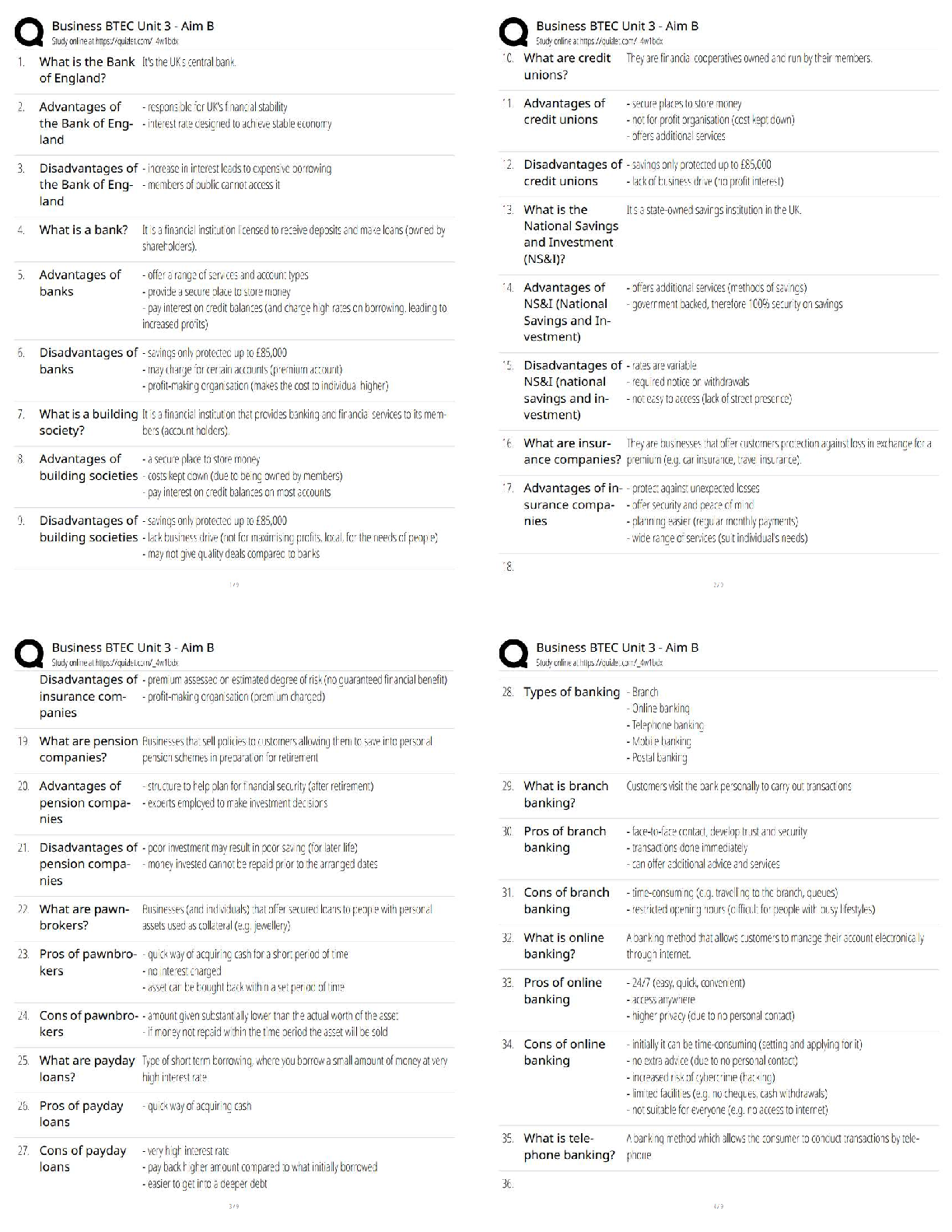 BTEC Business Unit 3 Aim B Study Guide 2025/2026 IMG-1