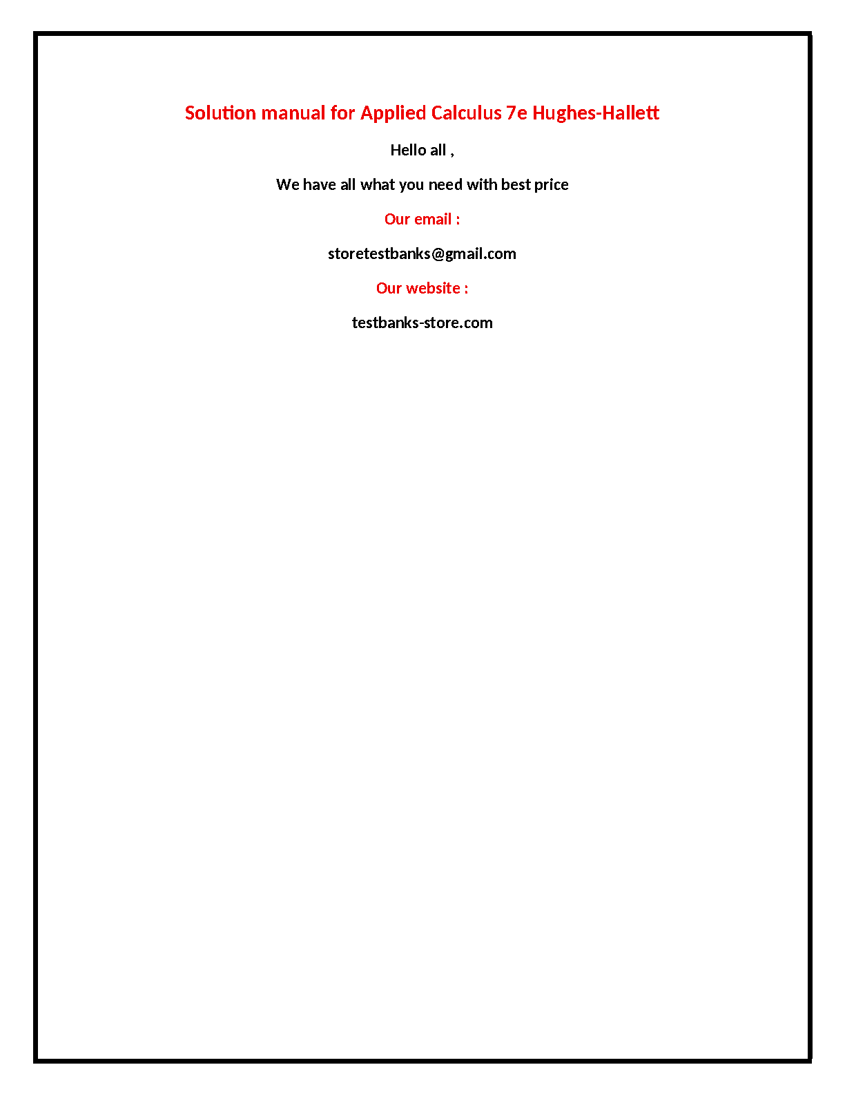 Applied Calculus 7th Edition SOLUTION MANUAL