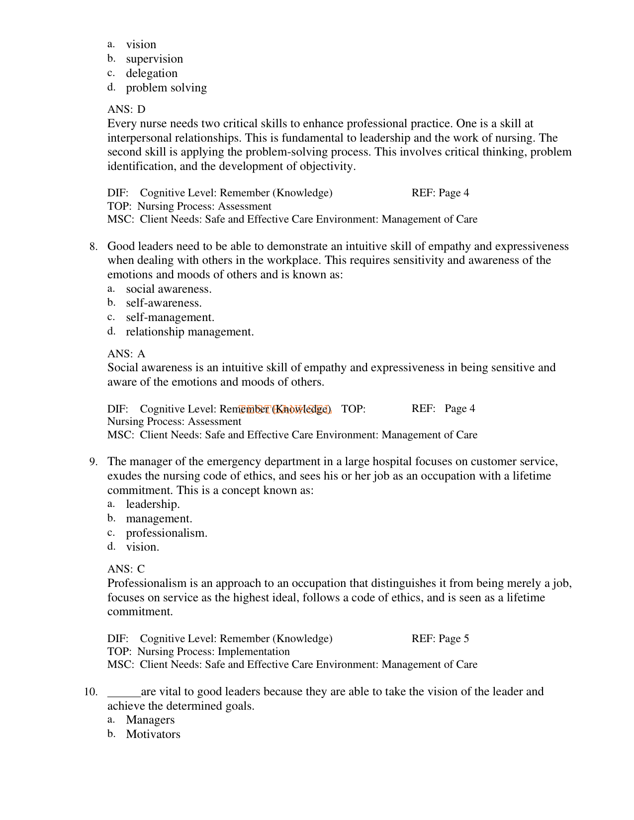 Leadership & Nursing Care Management, 5th Edition TEST BANK IMG-3
