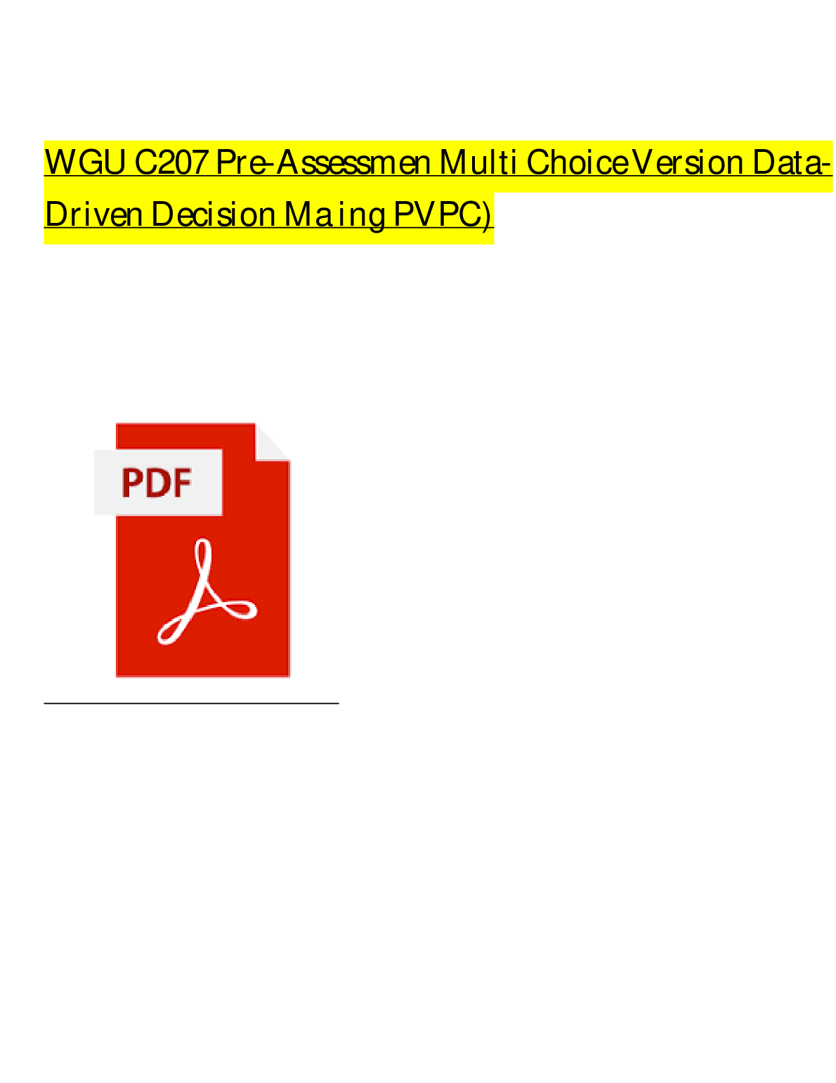 WGU C207 PVPC Pre-Assessment Test Bank 2025/2026 Solutions