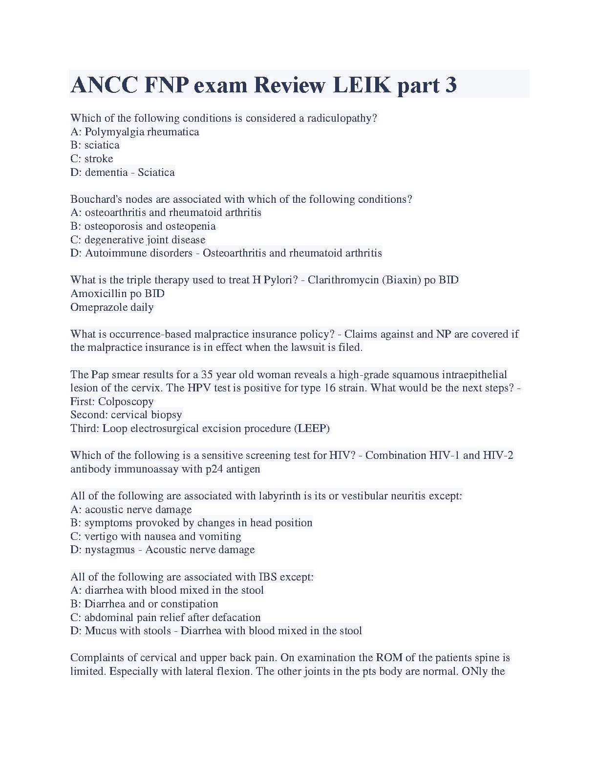 ANCC FNP Part 3 Practice Test 2026/2027 A+ Grade IMG-1