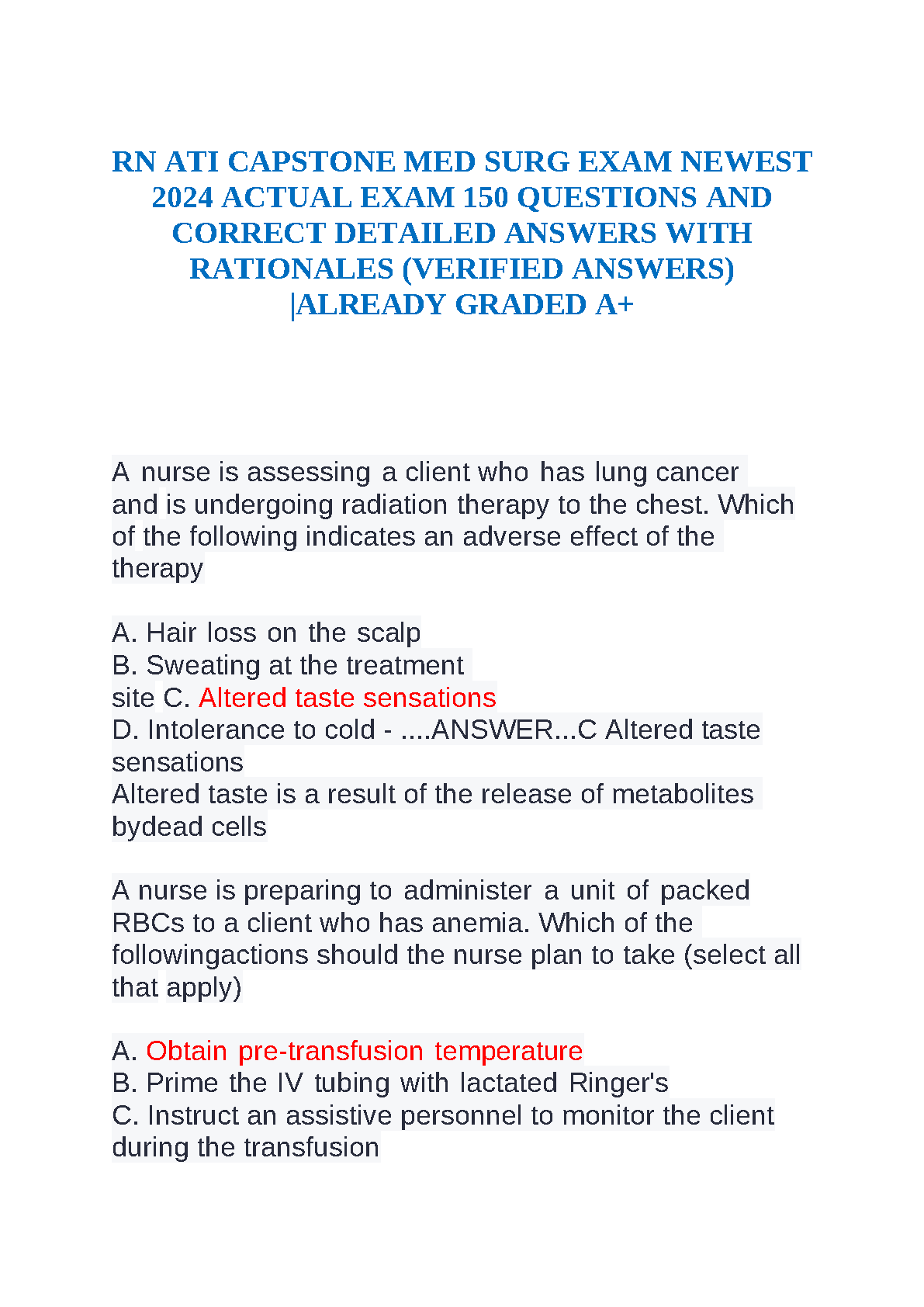 RN ATI Capstone Med-Surg Practice Test 2026/27