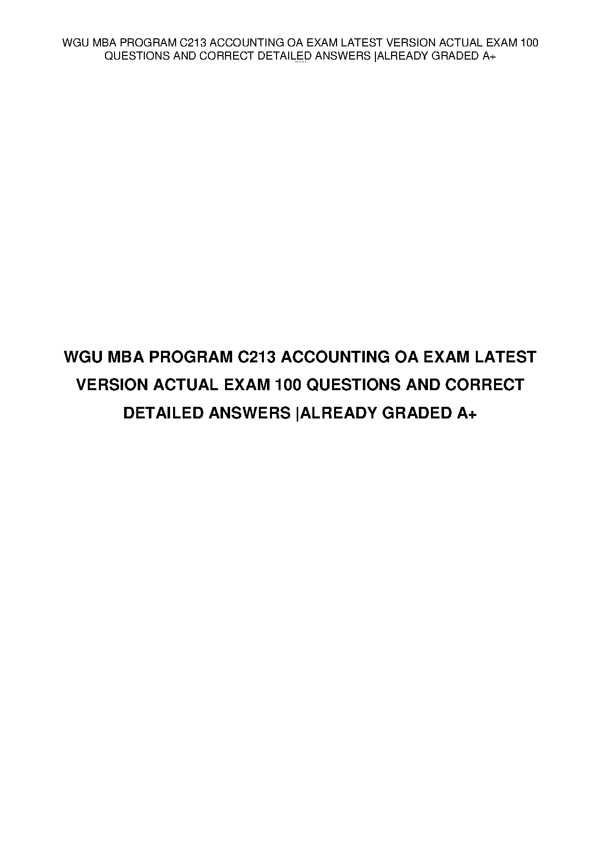 WGU C213 Accounting OA Exam Study Guide 100 Qs A+ Graded IMG-1