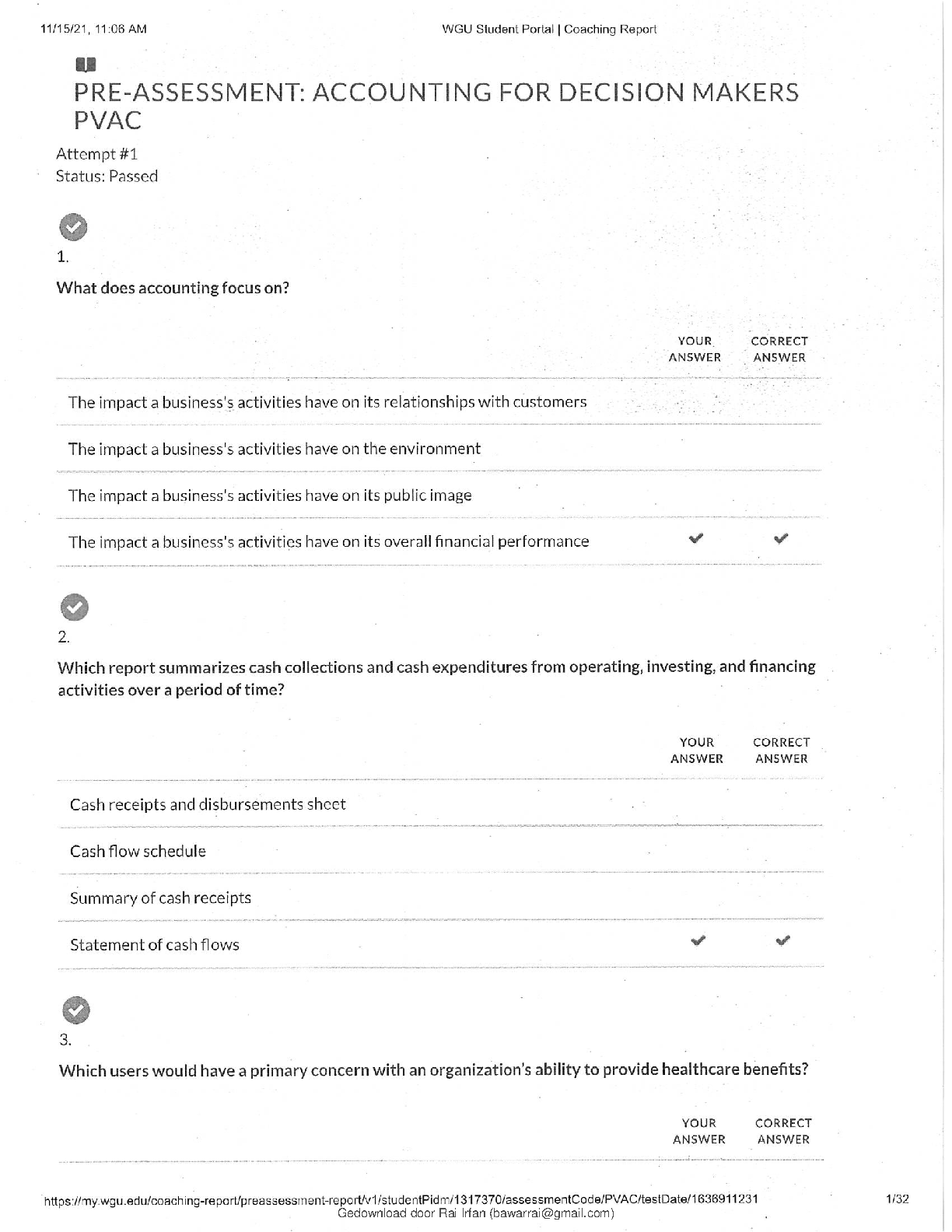 WGU C213 Accounting OA Exam Study Guide 100 Qs A+ Graded