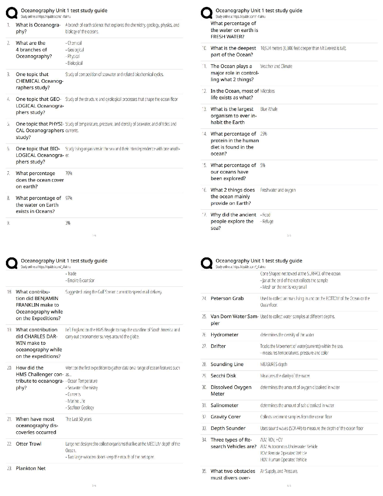 Oceanography Unit 1 Test Bank 2025/26 Verified Q&A Guide