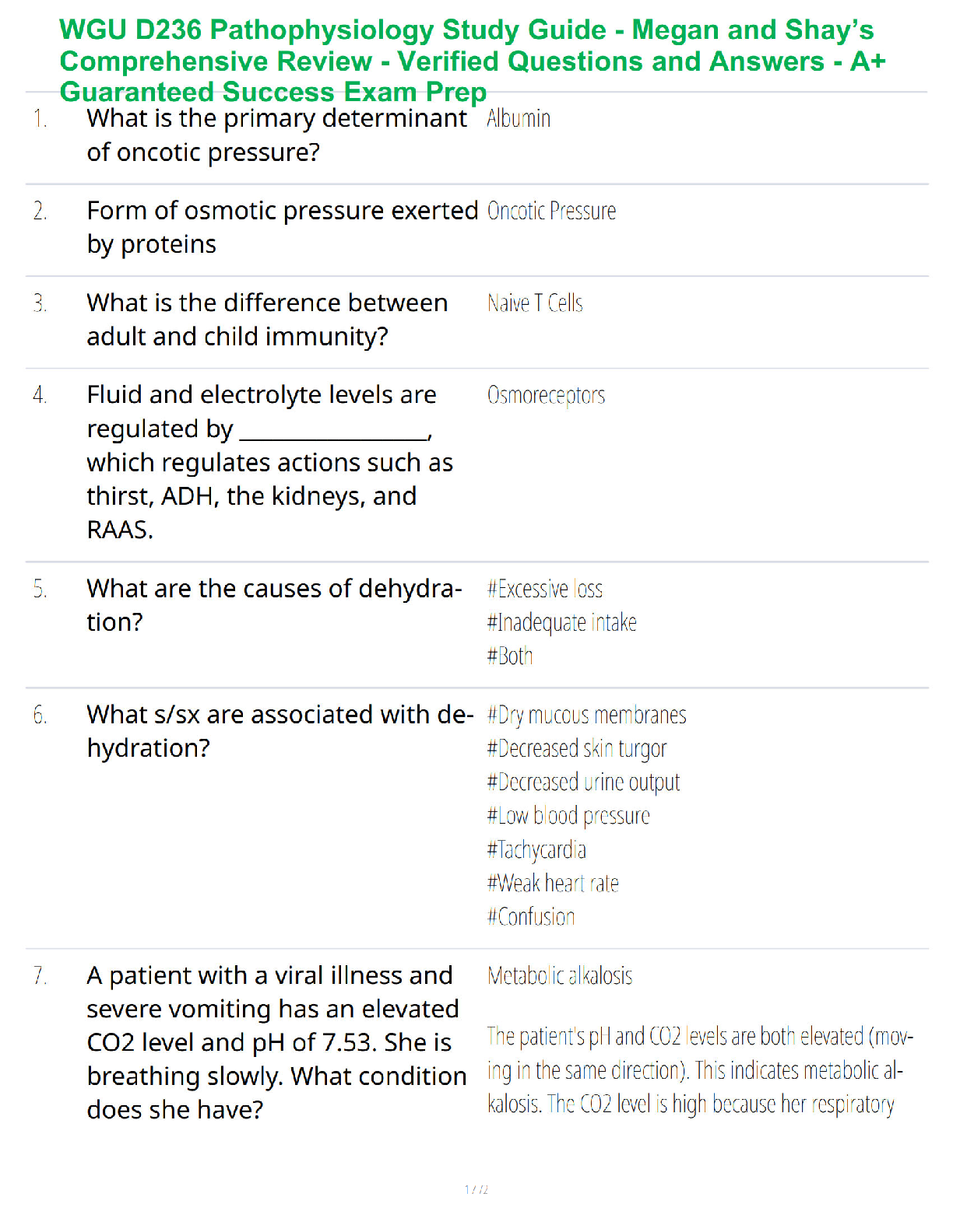 WGU D236 Pathophysiology Study Guide 2026/27 Verified Q&A IMG-1