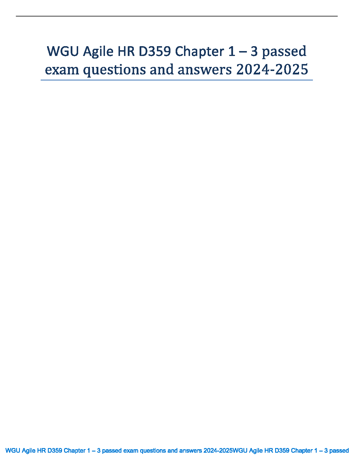 WGU D359 Agile HR Test Bank Ch 1-3 2024