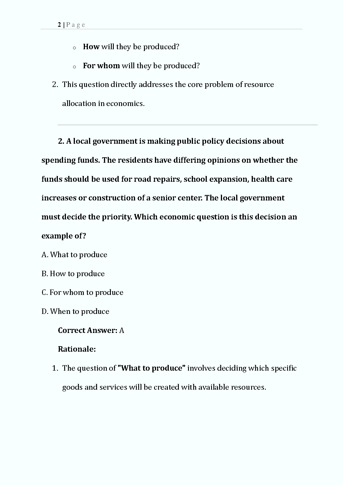 WGU D089 Economics Pre-Assessment Test Bank 2026 V2
