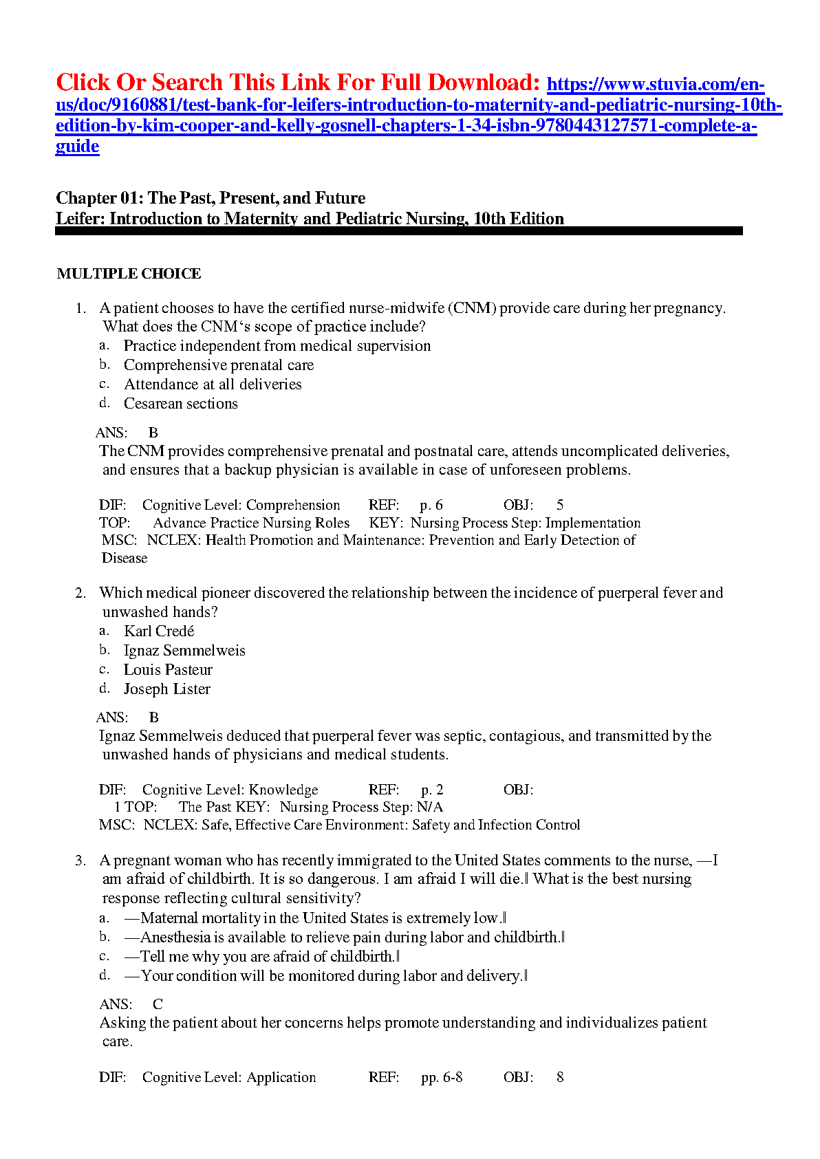 Maternity Pediatric Nursing Test Bank Leifer 2026/27 IMG-3