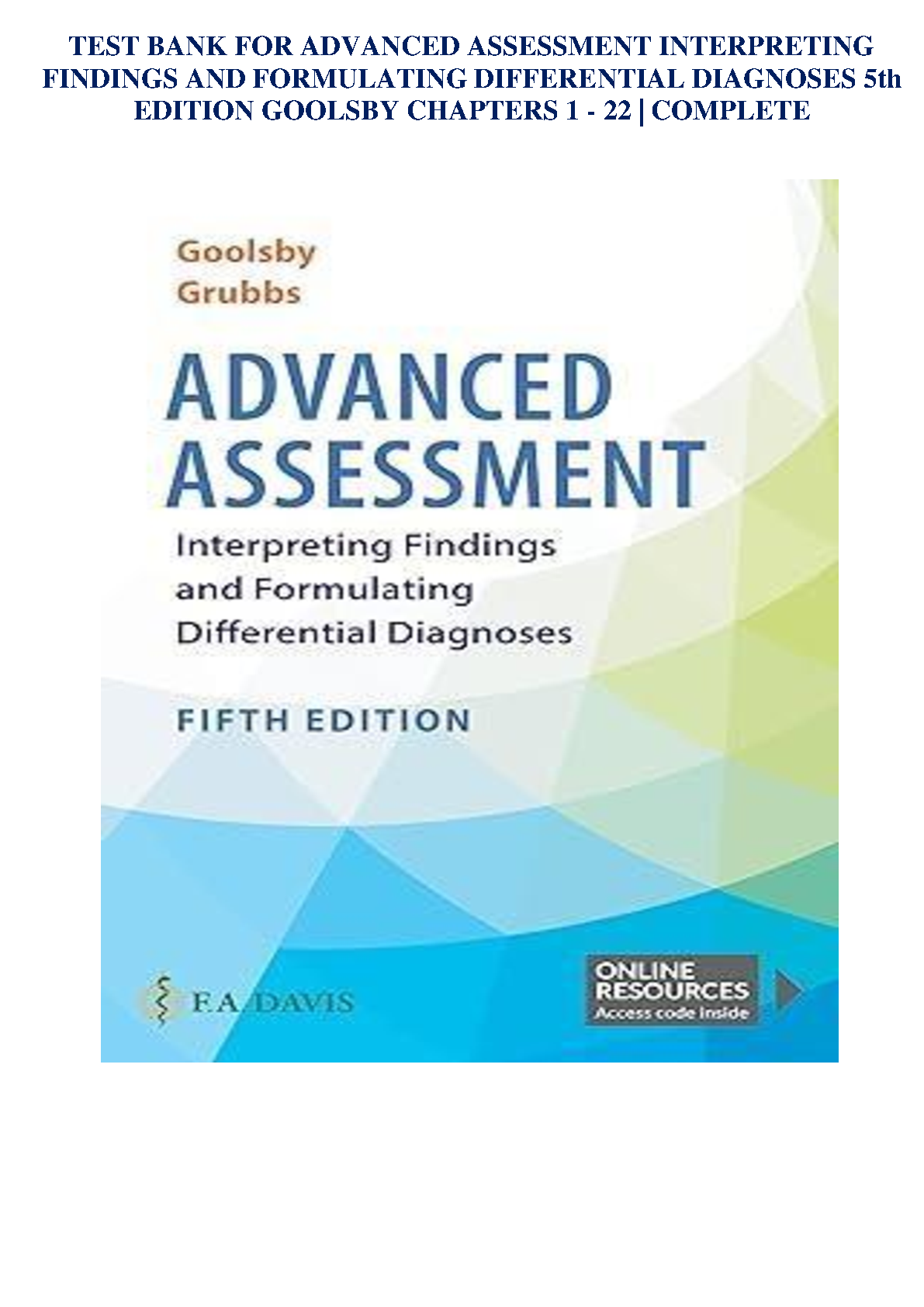 Advanced Assessment 5th Edition TEST BANK IMG-1