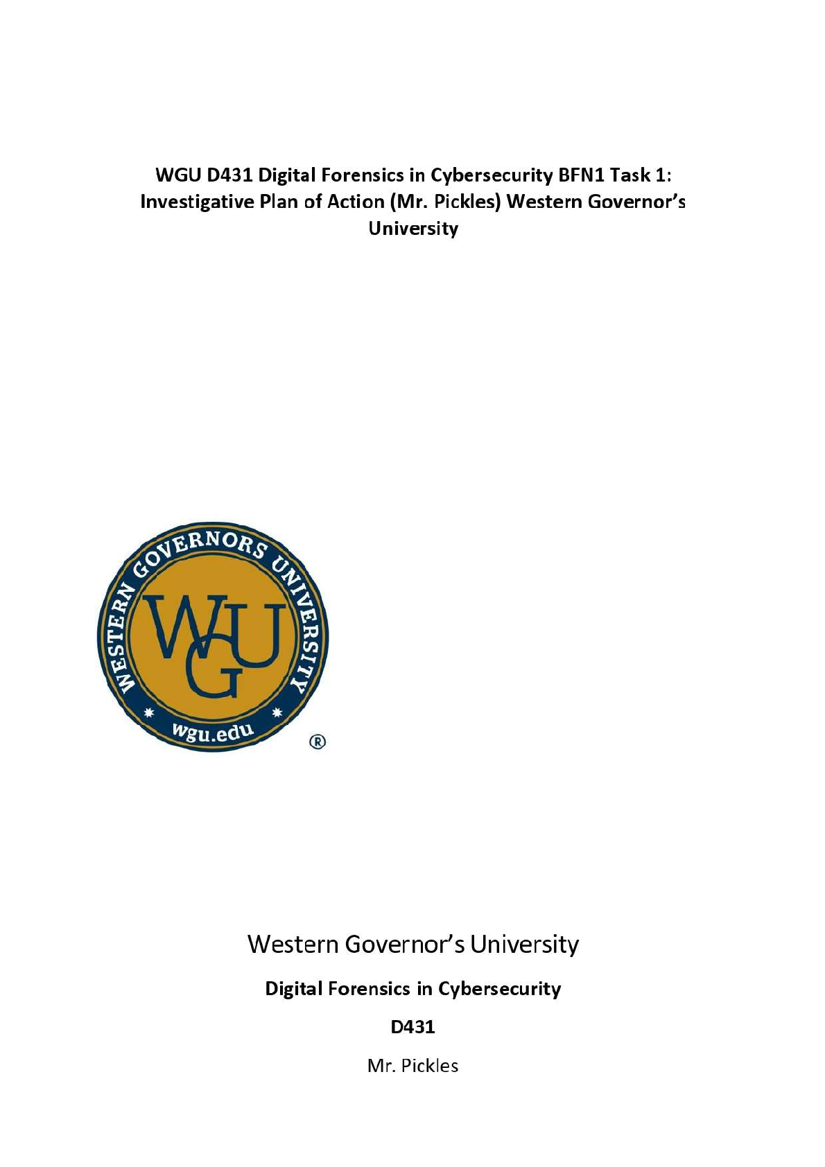 WGU D431 BFN1 Task 1 Exam Elaboration & Solutions IMG-1