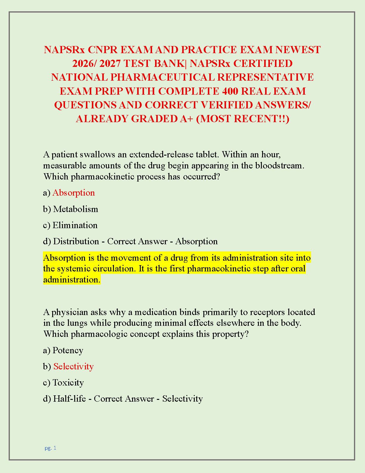 Pharmacology Test Bank: Kinetics, Safety & FDA Applications