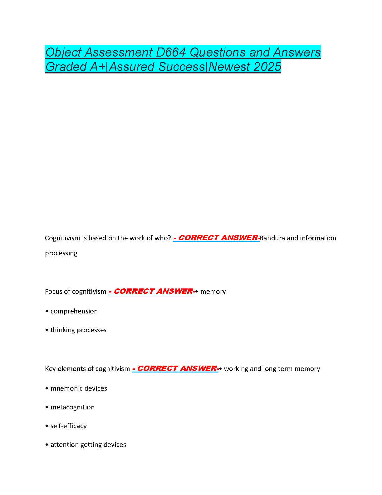 WGU D664 Test Bank 2025 | A+ Study Guide & Verified Questions