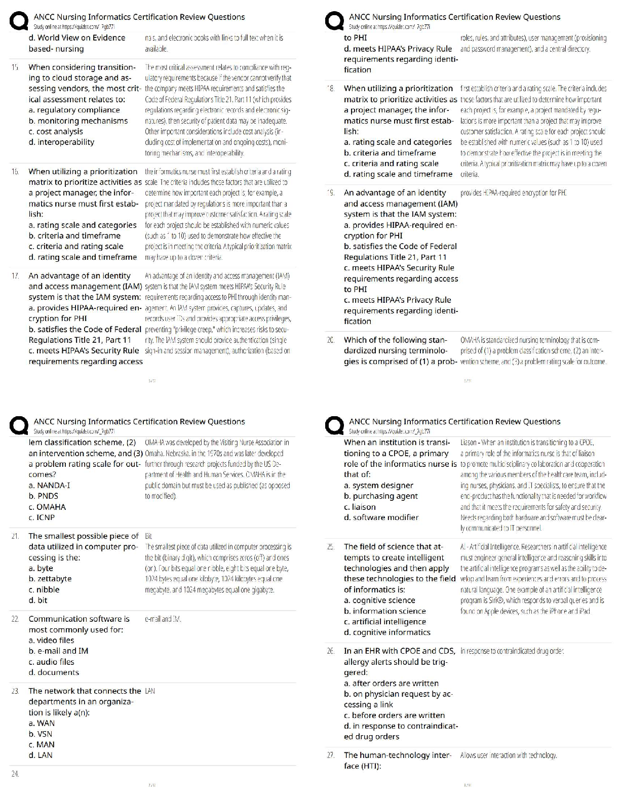 ANCC Nursing Informatics Test Bank 2026/27 Practice Questions