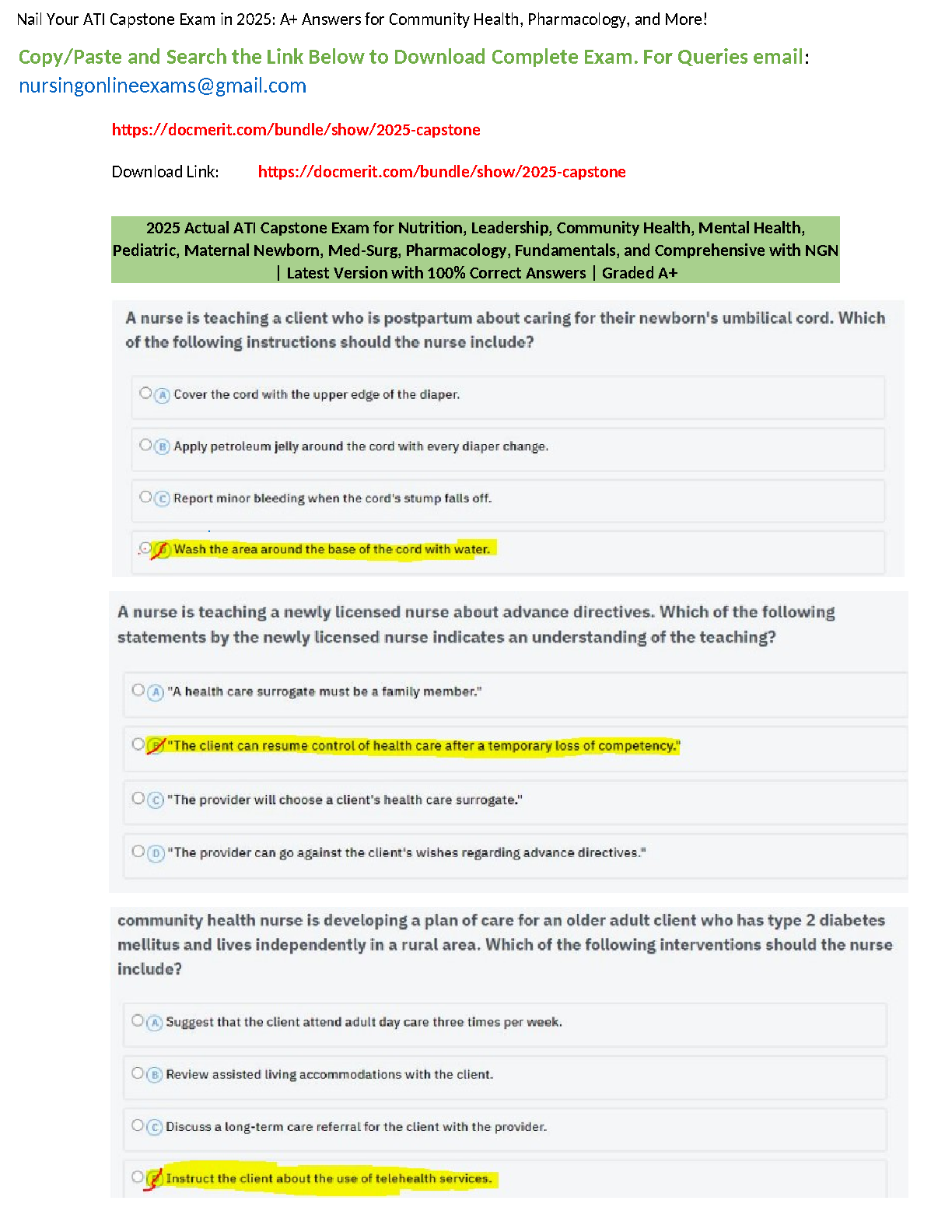 ATI Capstone 2026/27 Study Guide with Answers
