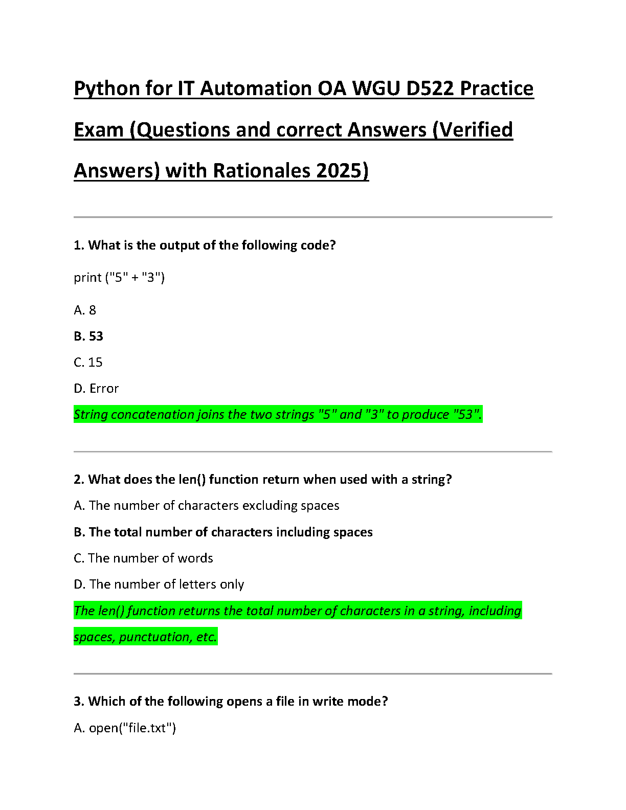WGU D522 Python for IT Automation Practice Exam IMG-1