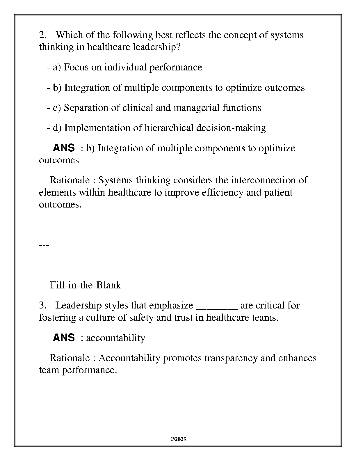 NURS 5207 Leadership & Mgmt PMHNP FA Exam Review