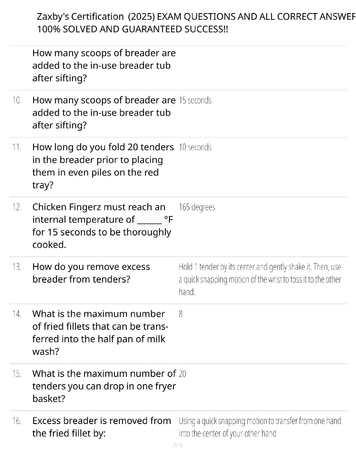 Zaxby's Exam Questions & Answers 2026/27 Revision Pack