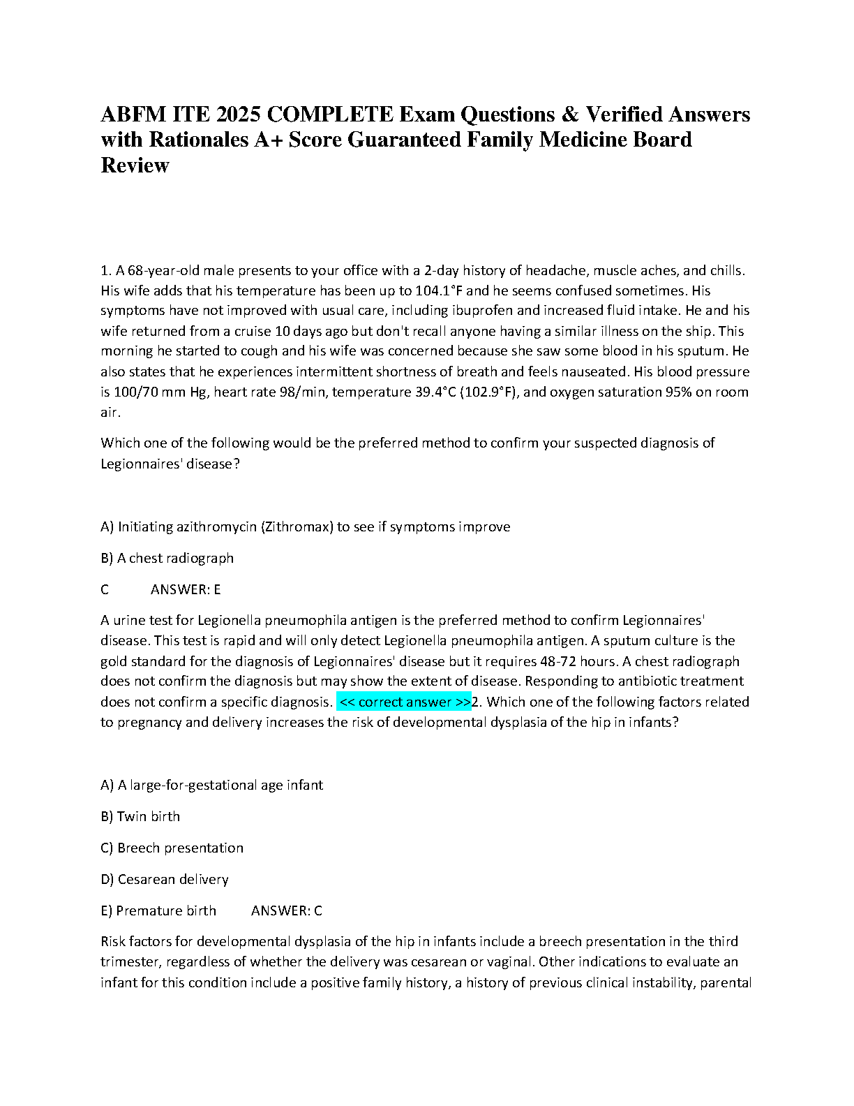 ABFM ITE 2026 Question Bank with Verified Answers