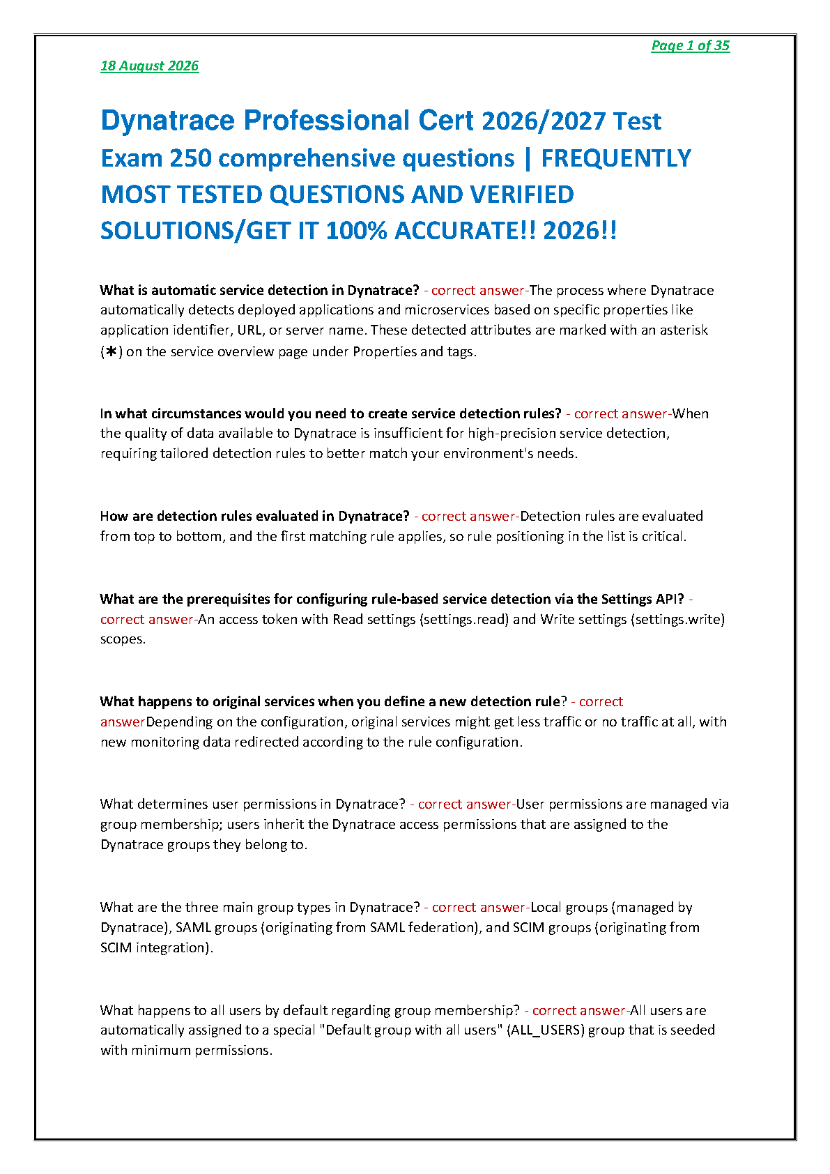 Dynatrace Pro Cert 2026 Exam Prep and Practice Questions