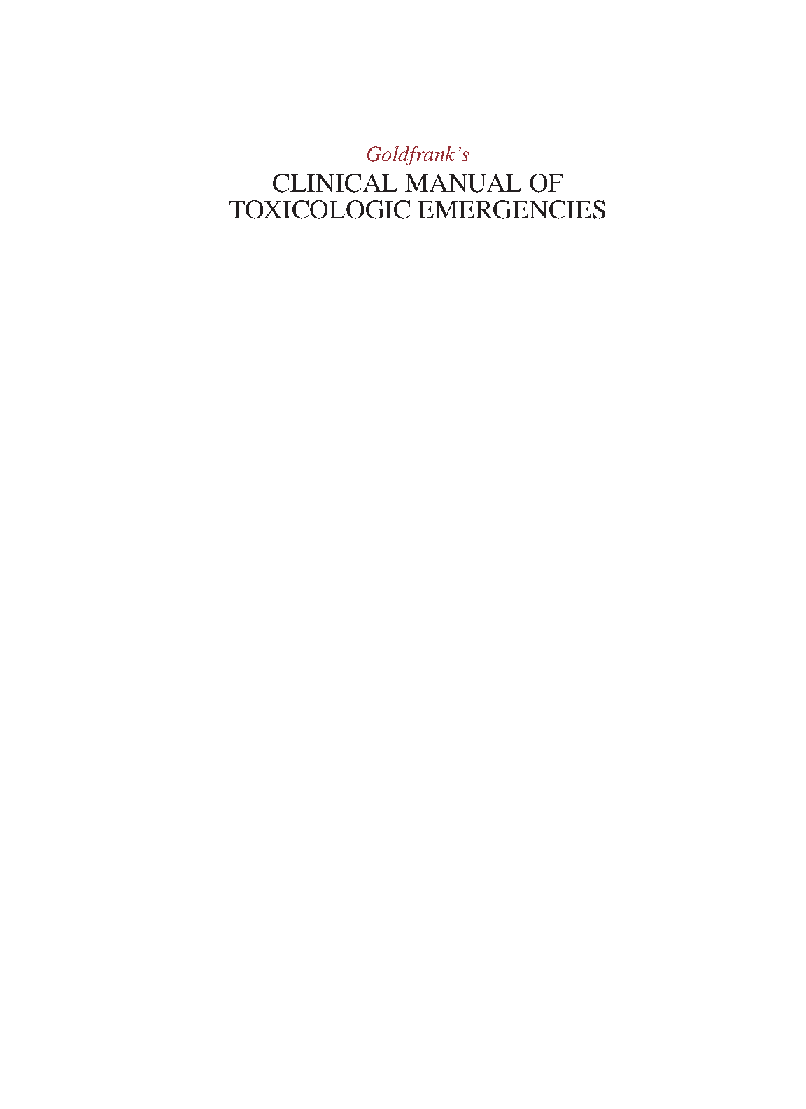 Goldfrank Toxicology Emergencies 2e Test Bank