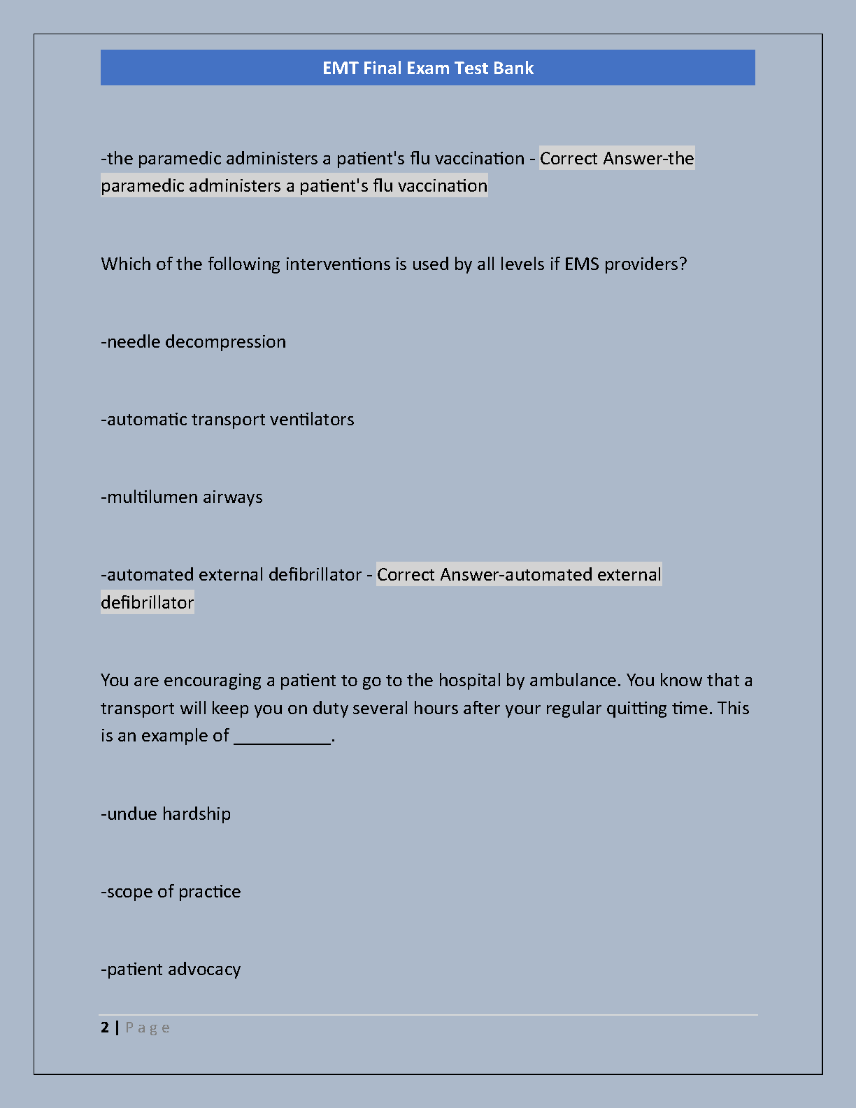 EMT Final Exam Test Bank 2026/27: AAOS 12th Ed. Verified Answers
