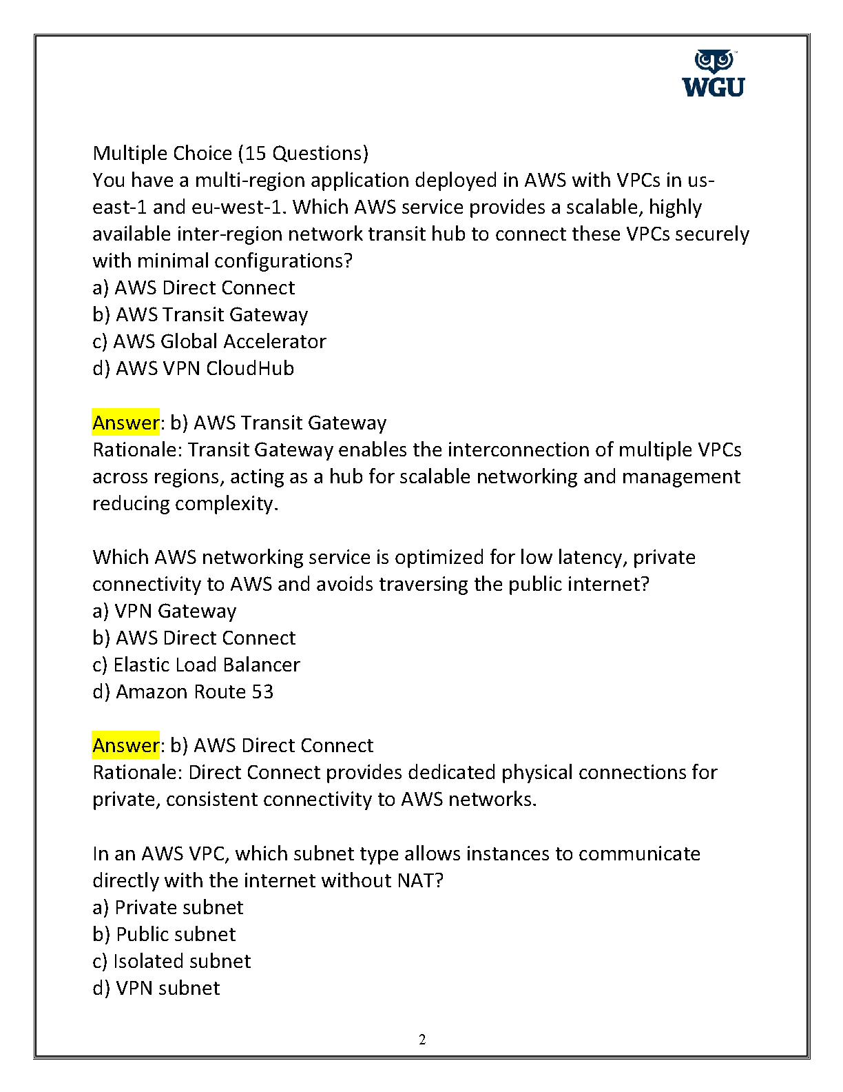 ITEC 3602 Networks Exam Prep: WGU D325 Question Bank & Answers