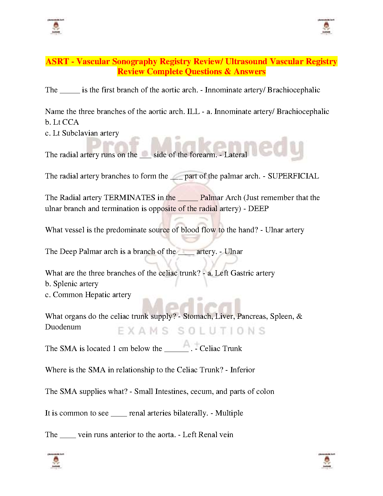 RVT Vascular Sonology Test Bank 2026 ARDMS ASRT Prep