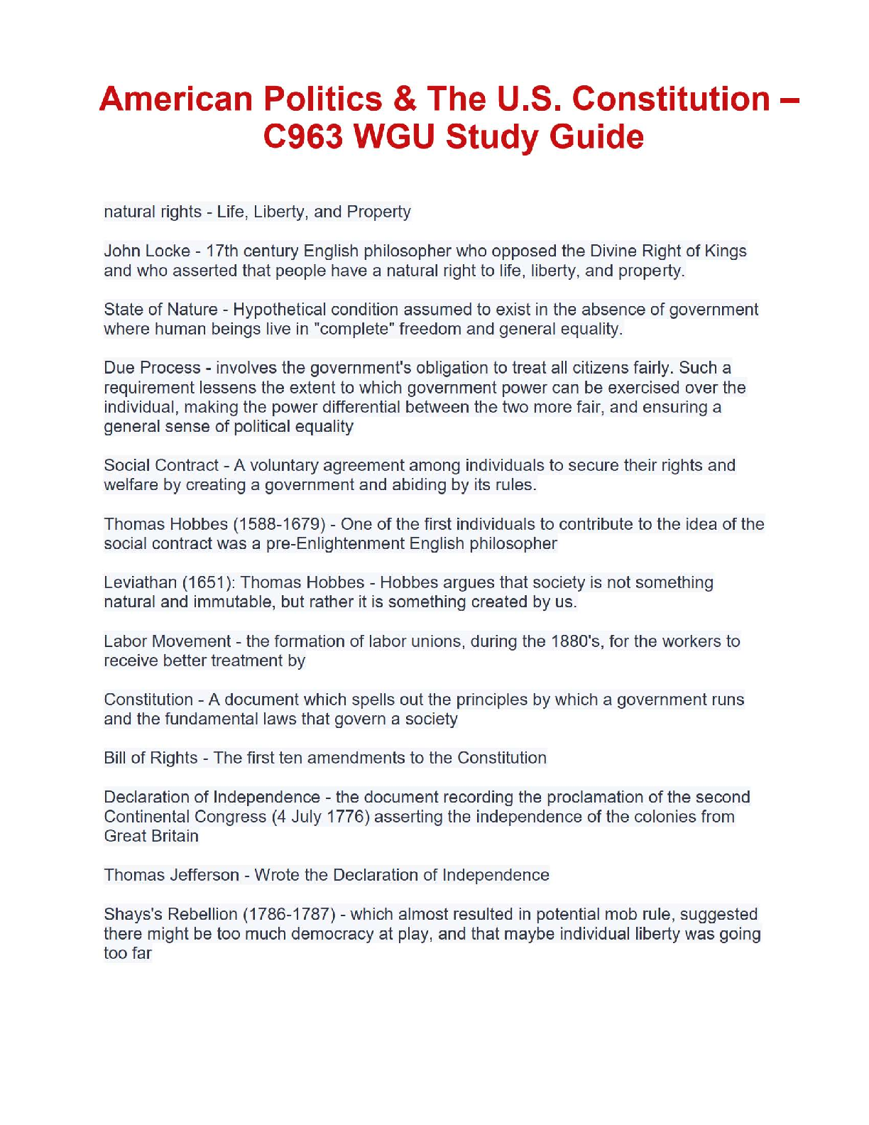 WGU C963 American Politics & US Constitution Study Guide IMG-1