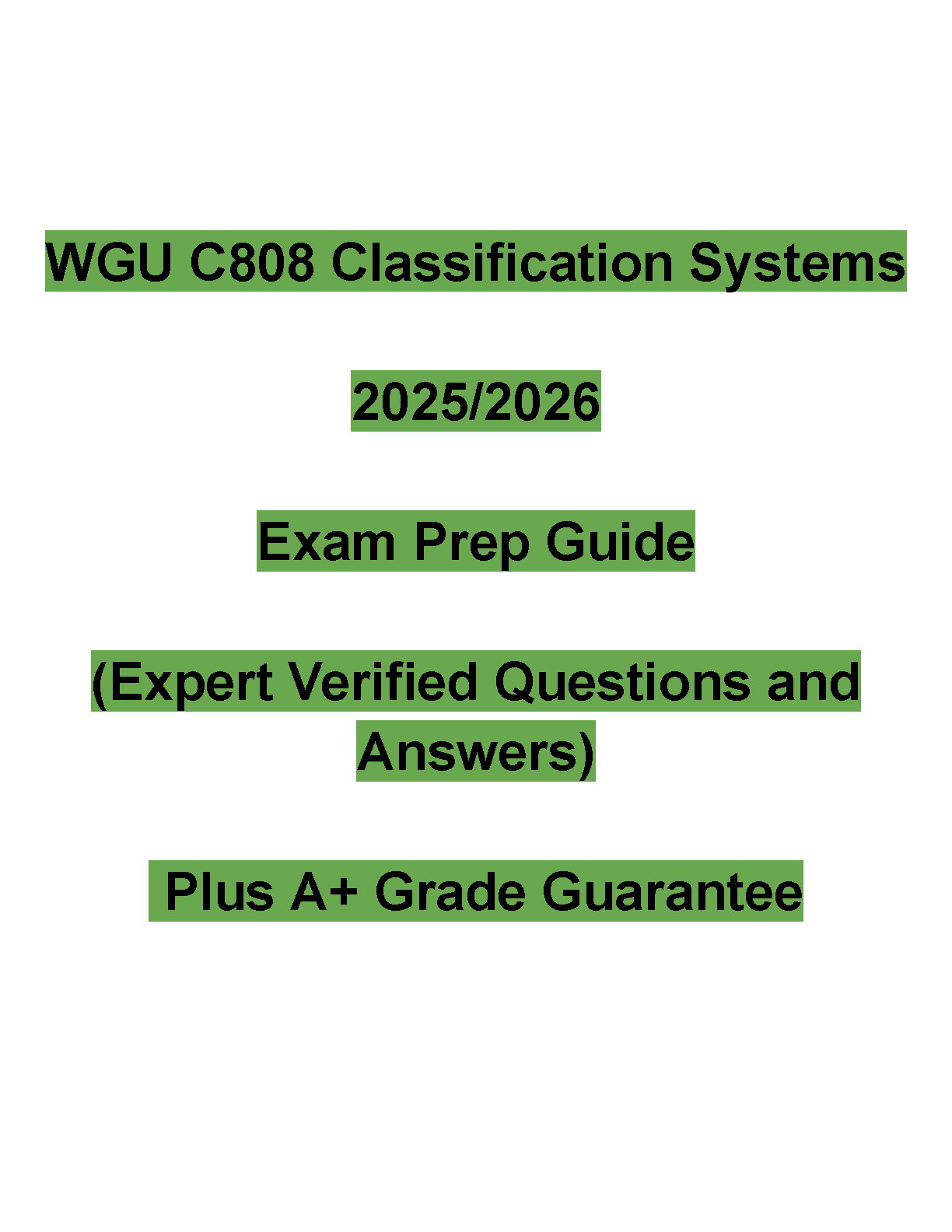 WGU C808 Classification Systems Test Bank 2025/2026 IMG-1