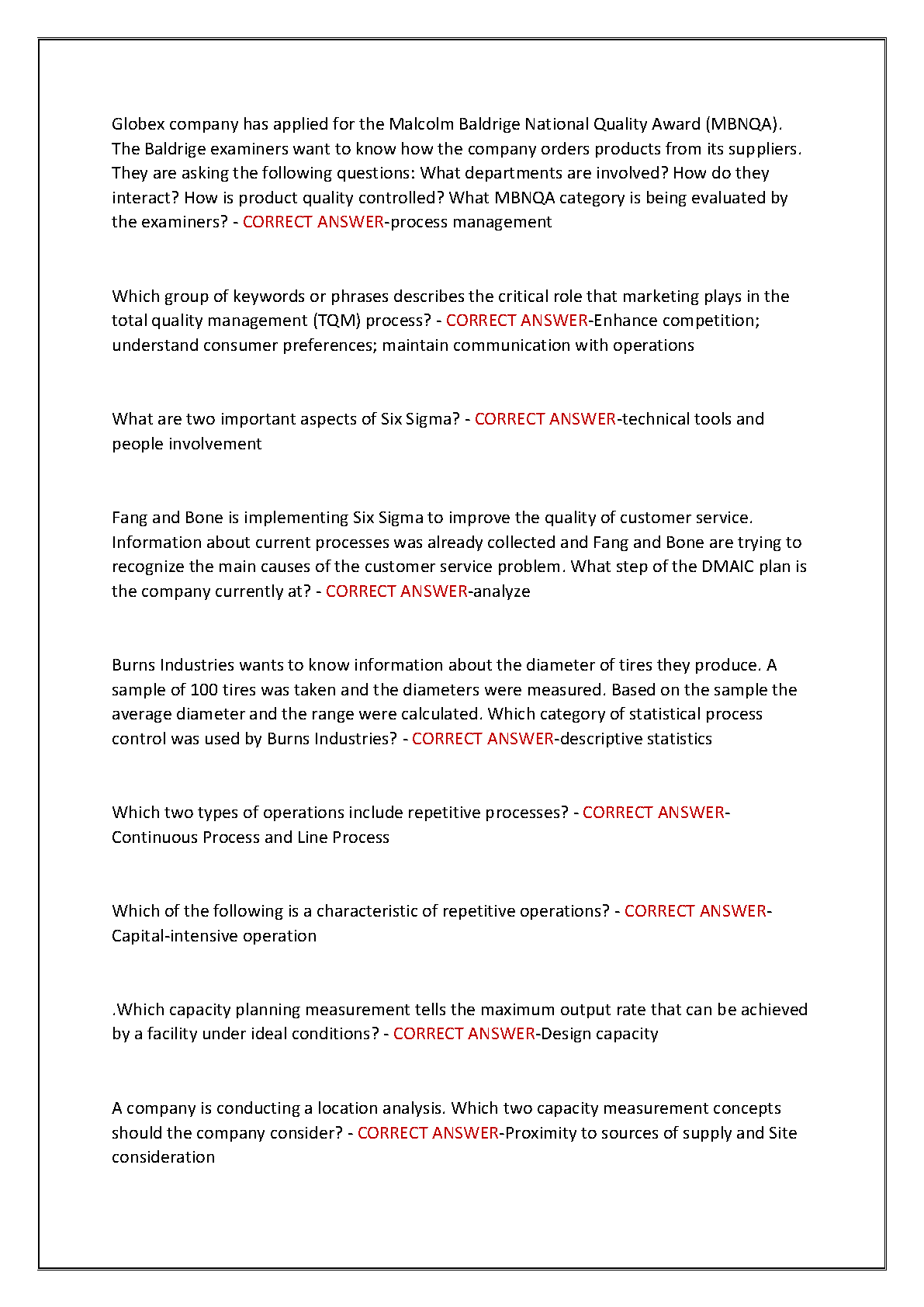 WGU C215 Ops Mgmt Exam Prep: 200 Qs & Answers