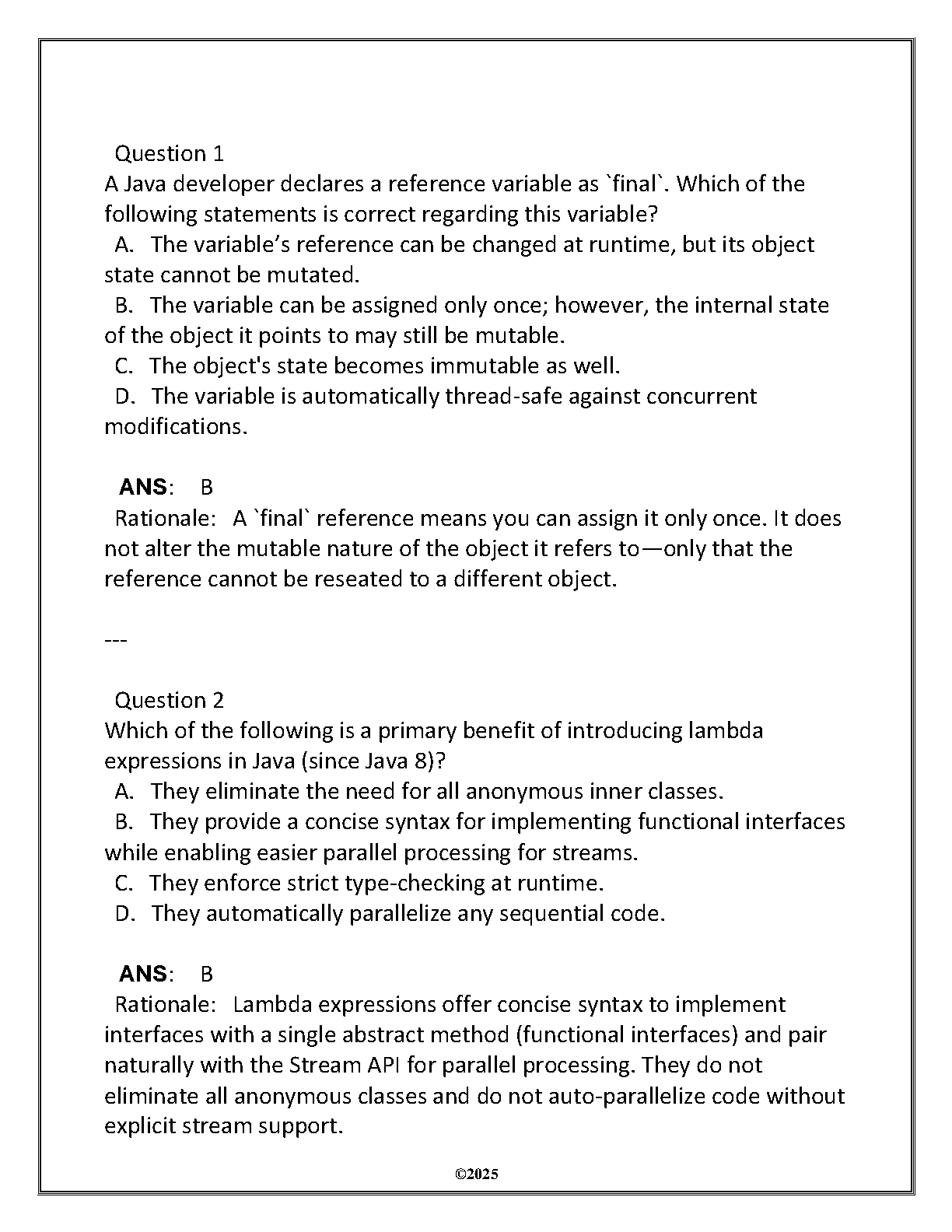 WGU D387 ITSW 3024 Advanced Java Exam Prep and Study Guide