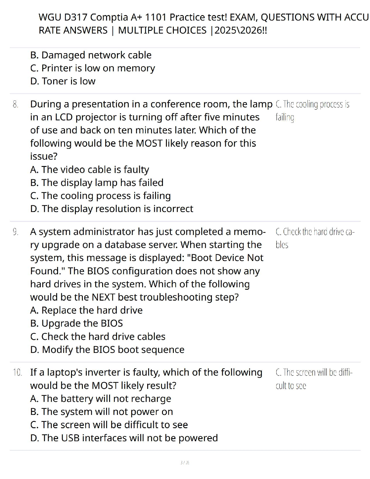 CompTIA A+ 1101 WGU D317 Test Bank 2025 Answers IMG-3