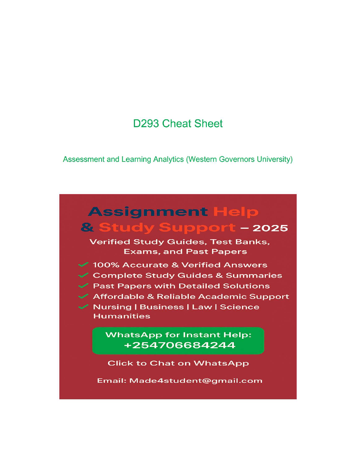 WGU D293 Assessment and Learning Analytics Study Guide 2025 IMG-1