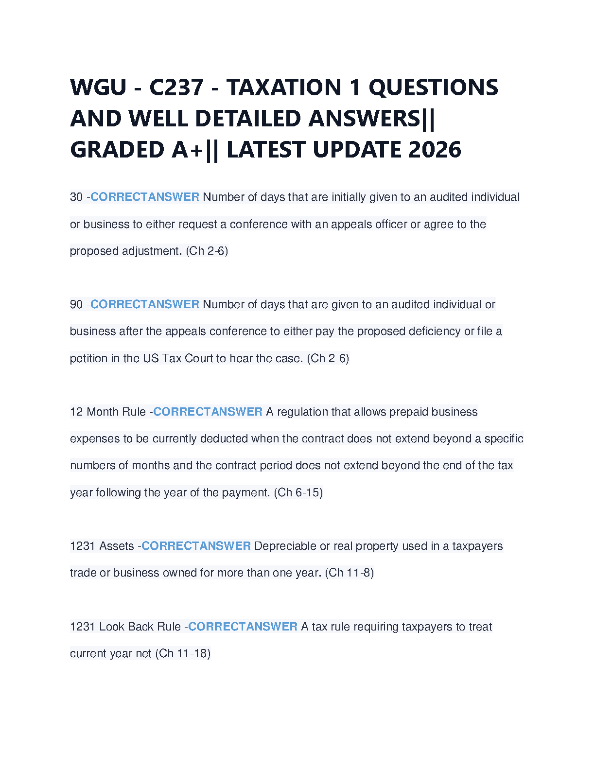 WGU C237 Taxation 1 Exam Prep Guide 2026-27 IMG-1
