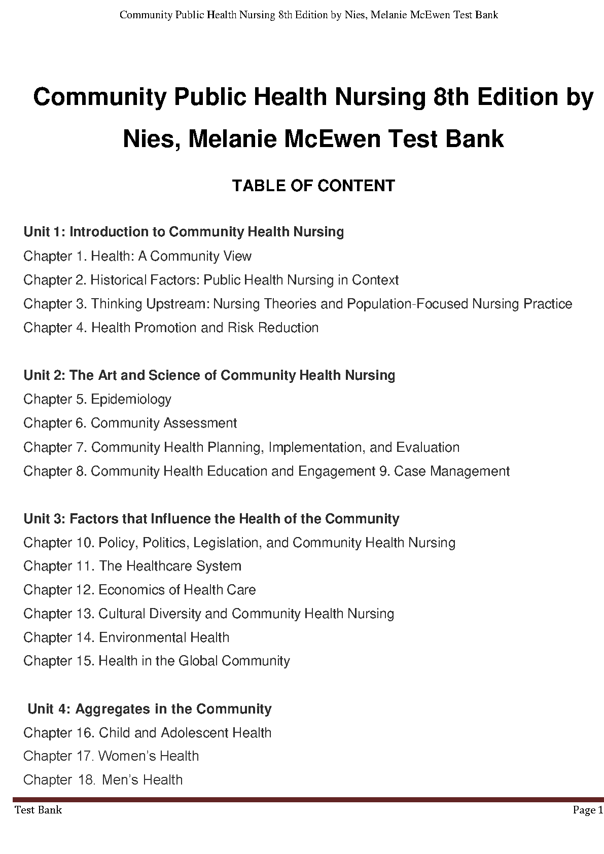 Community and Public Health Nursing 8th Edition TEST BANK IMG-1