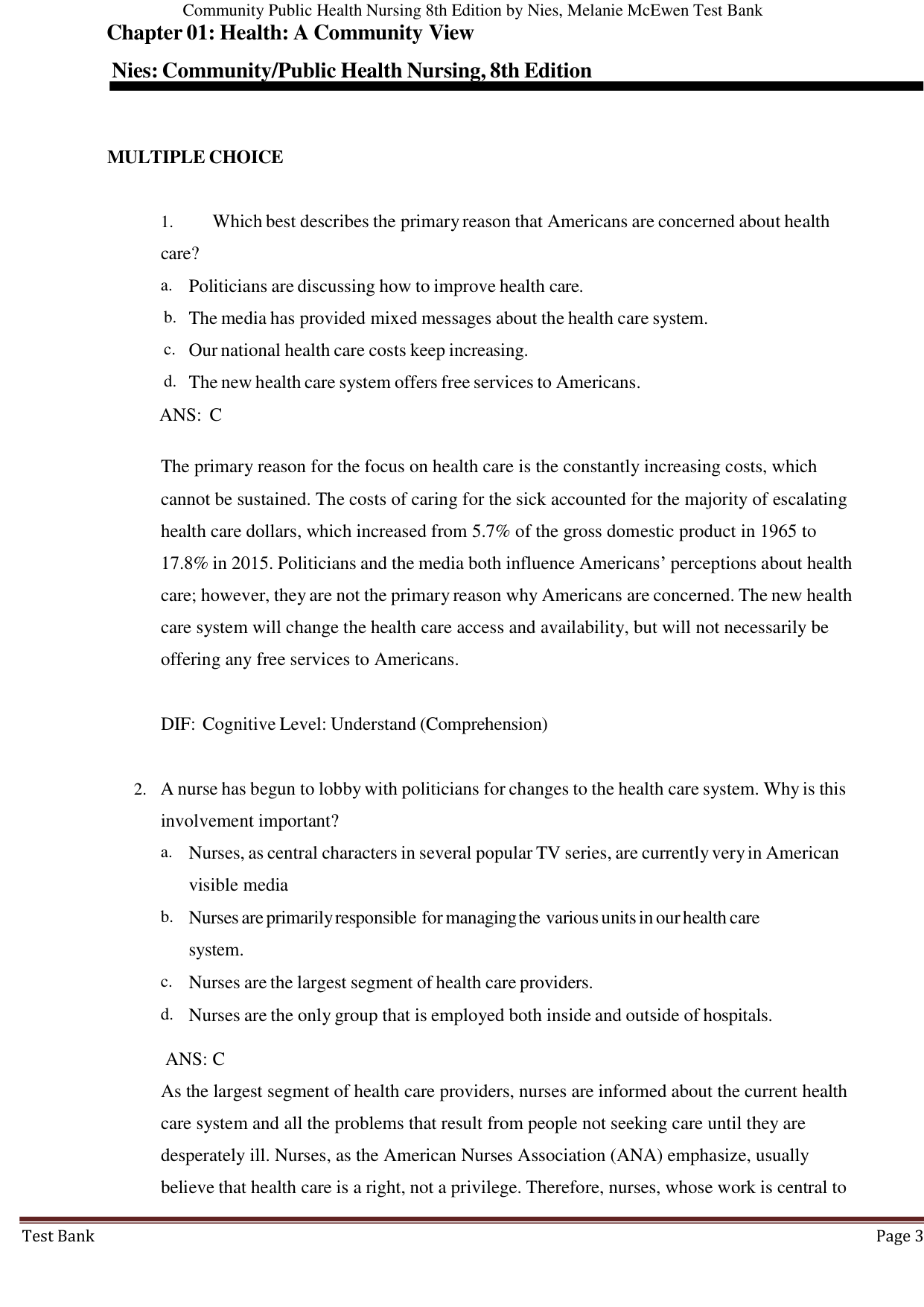Community and Public Health Nursing 8th Edition TEST BANK IMG-3