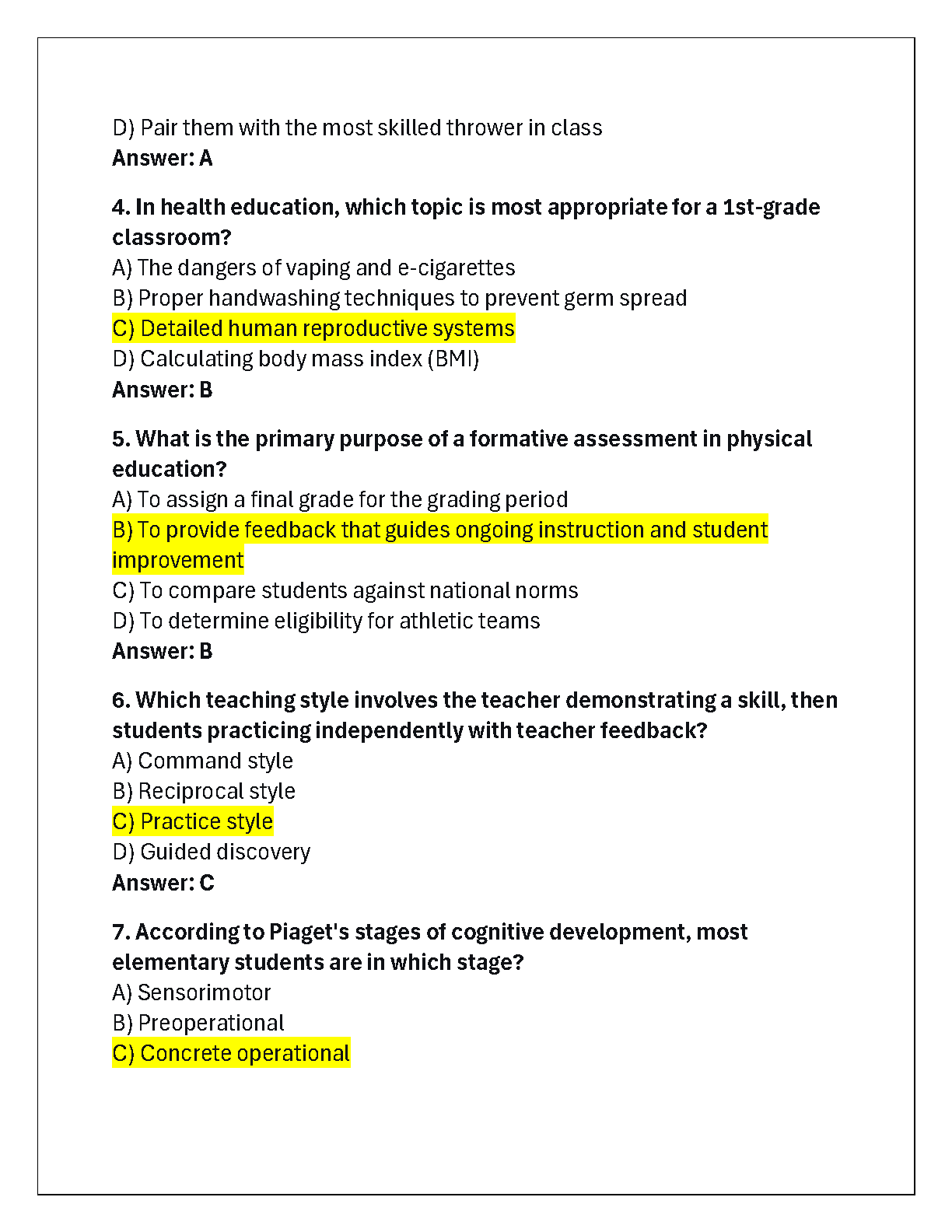 WGU D694 Elementary Health PE Methods OA Study Guide 2025