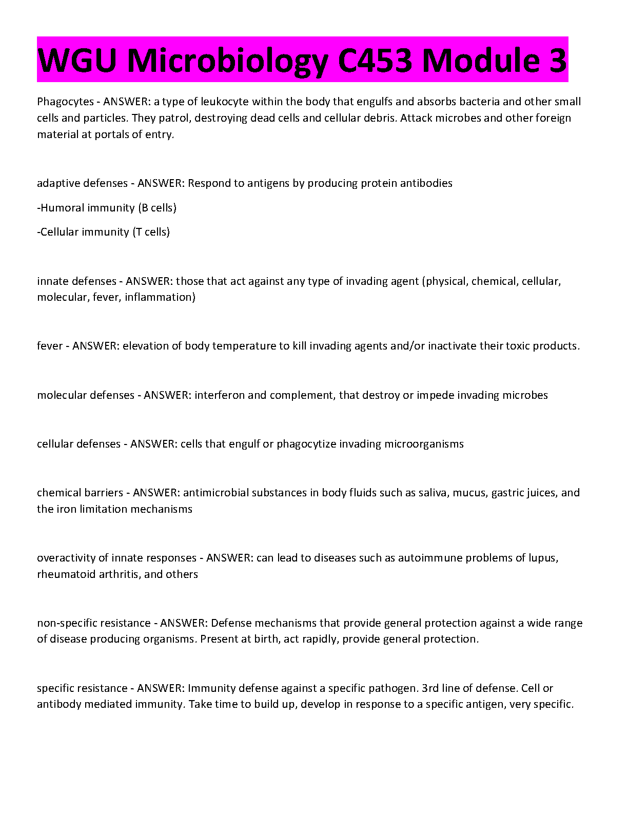 WGU Microbiology C453 Module 3 Study Guide