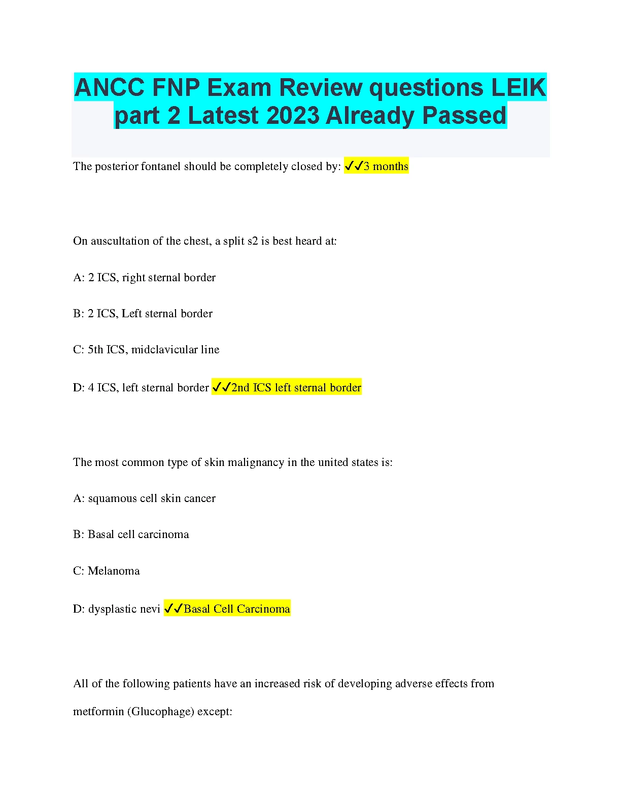 ANCC FNP Exam Review Questions LEIK Part 2 2026/27 IMG-1