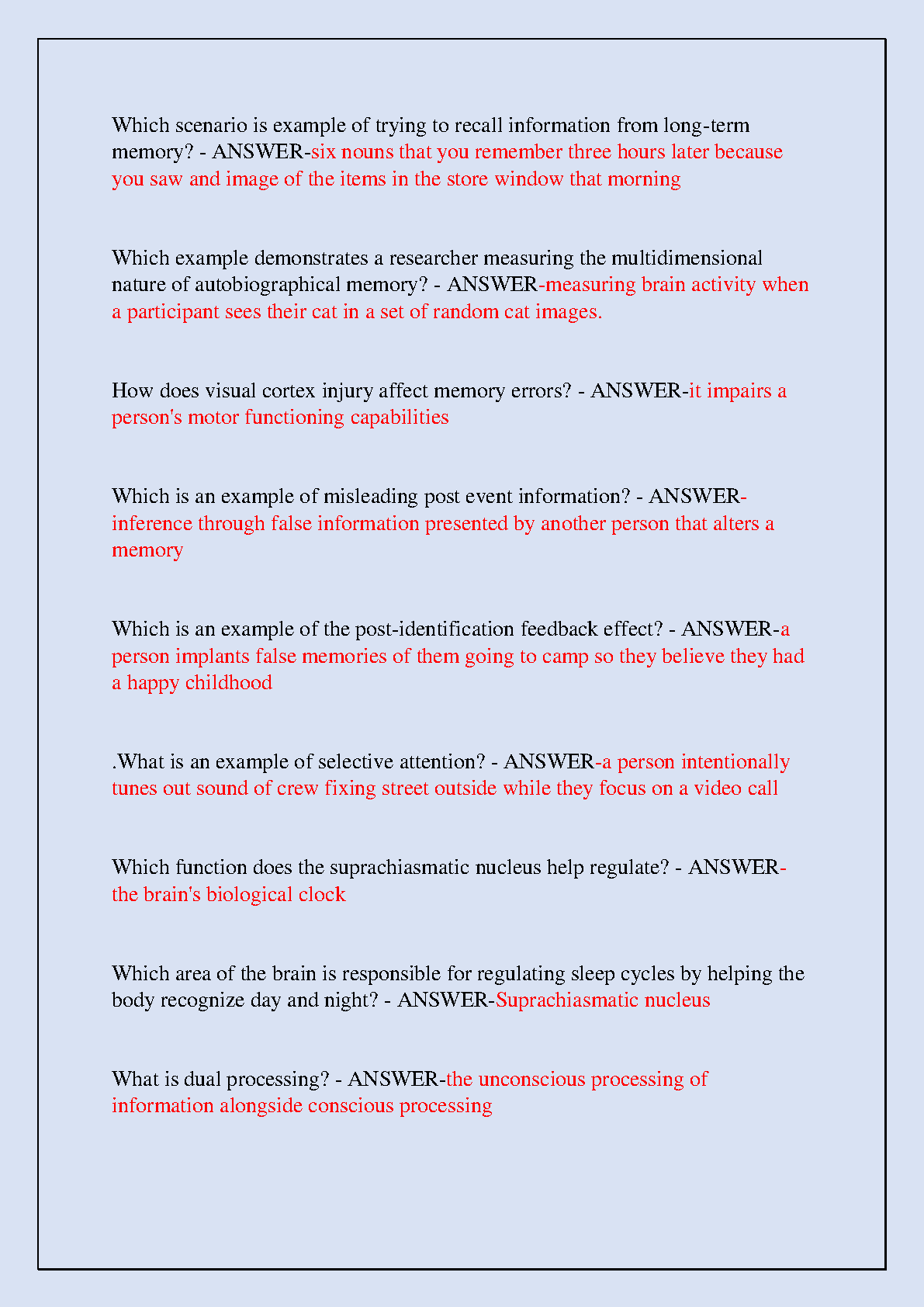 WGU D570 Cognitive Psychology Study Guide & Exam Prep