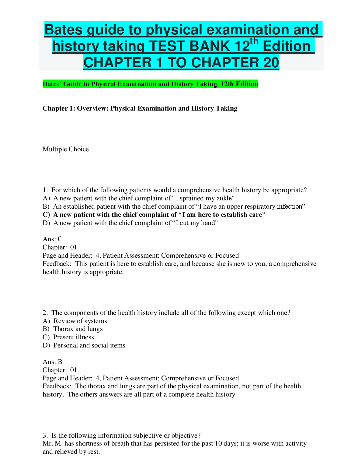 Bates’ Guide to Physical Examination and History Taking, 12E