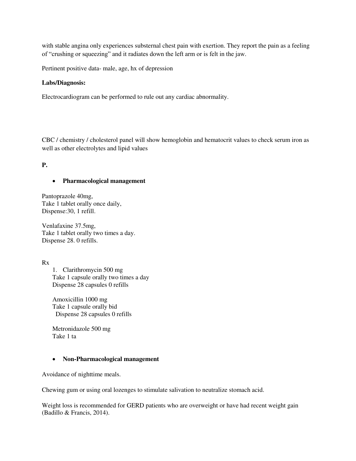 NR 601 Week 3 Case Study Answers GI Symptoms