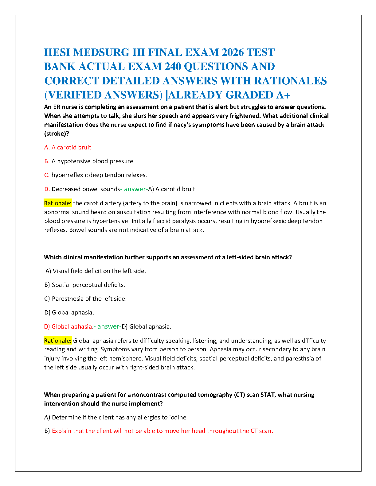 HESI MedSurg III Test Bank 2026/27: Lewis 12e Qs IMG-1