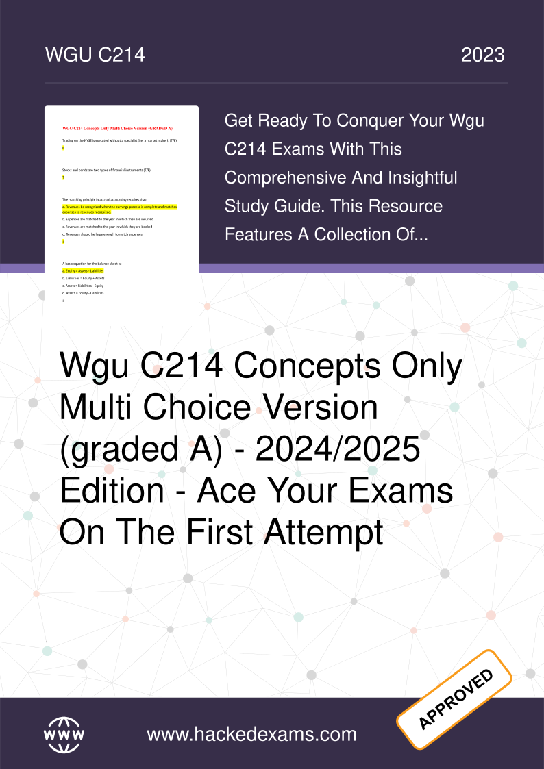 WGU C214 MCQ Study Guide | Grade A Exam Prep